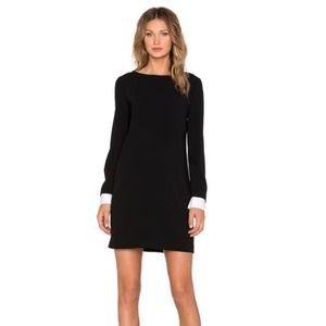 Theory Contrast Cuff Black Mini Dress